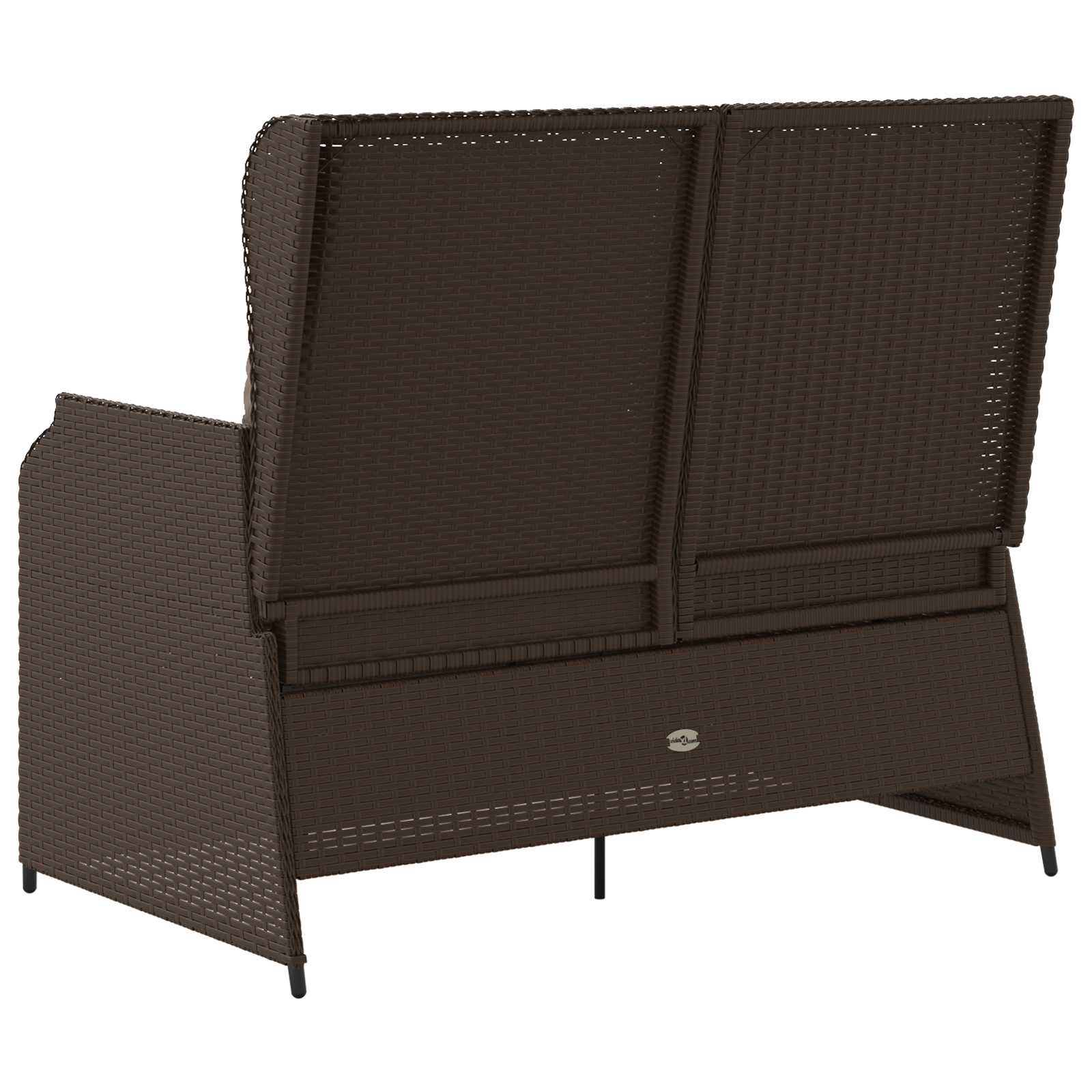 Panchina da giardino con cuscino Marrone Poly Rattan 3394441