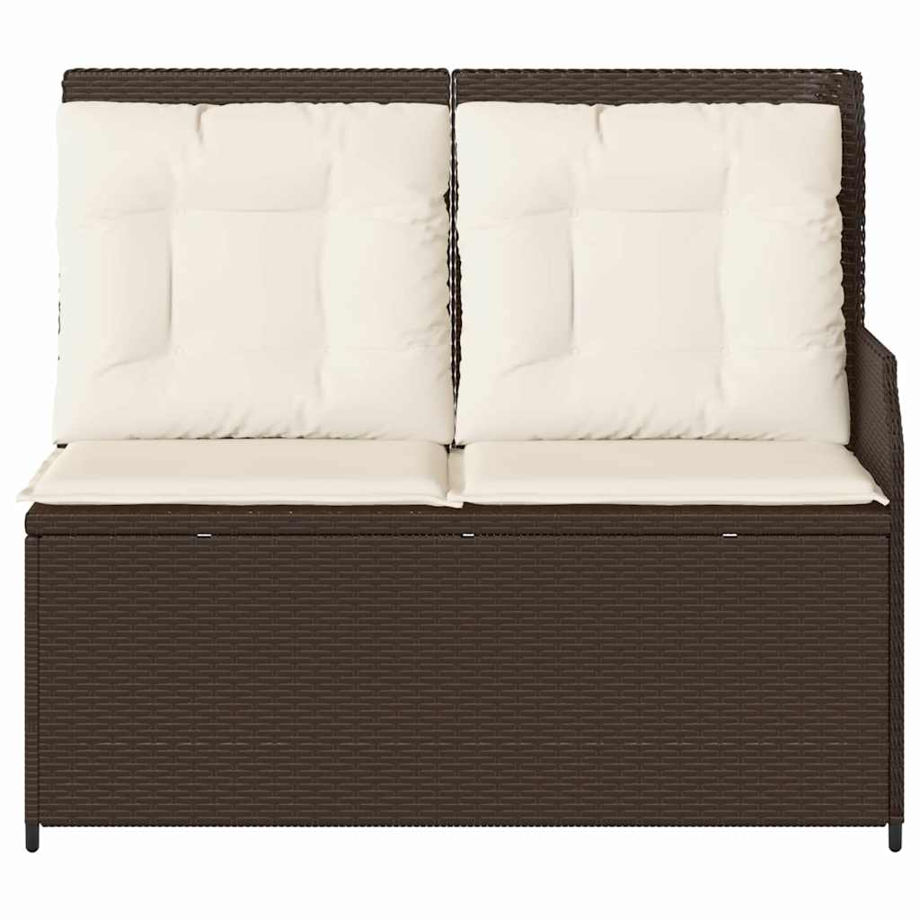 vidaXL Panchina da giardino con cuscino Marrone Poly Rattan