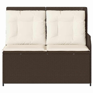 vidaXL Panchina da giardino con cuscino Marrone Poly Rattan