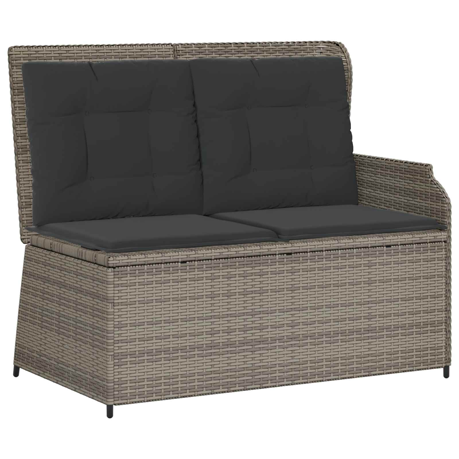 Panchina da giardino con cuscino Grigio Poly Rattan 3394442