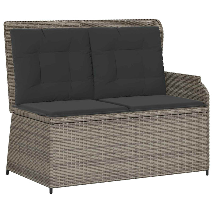 Panchina da giardino con cuscino Grigio Poly Rattan 3394442