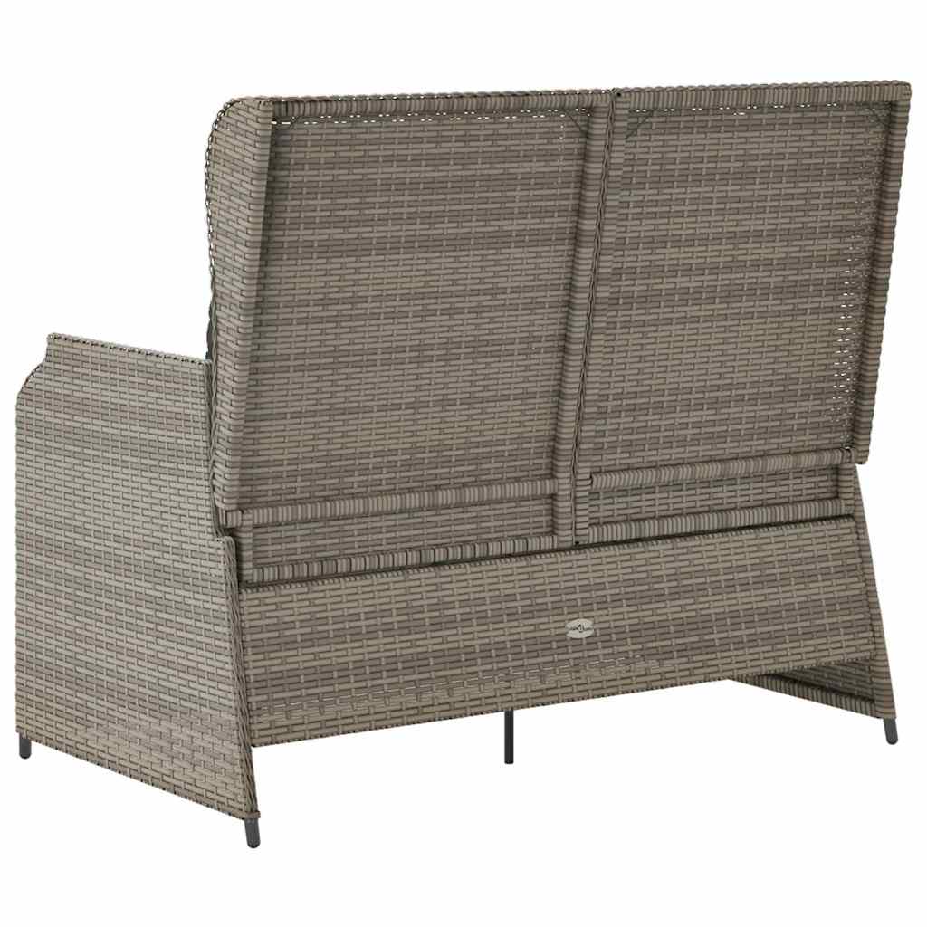 vidaXL Panchina da giardino con cuscino Grigio Poly Rattan