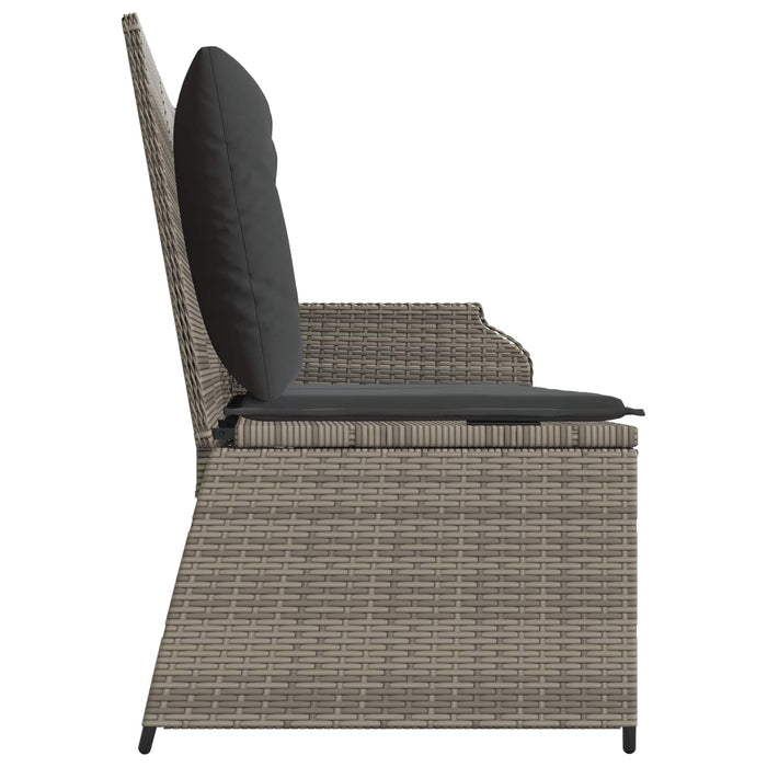 Panchina da giardino con cuscino Grigio Poly Rattan 3394442