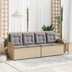 vidaXL Panchina da giardino con cuscino Beige Poly Rattan