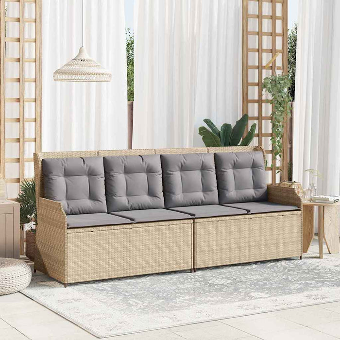 vidaXL Panchina da giardino con cuscino Beige Poly Rattan