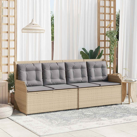 Panchina da giardino con cuscino Beige Poly Rattan 3394443
