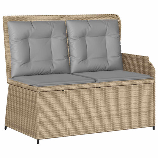 Panchina da giardino con cuscino Beige Poly Rattan 3394443