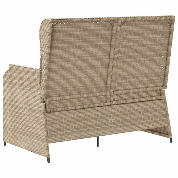 vidaXL Panchina da giardino con cuscino Beige Poly Rattan