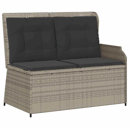 vidaXL Panchina da giardino con cuscino Grigio chiaro Poly Rattan