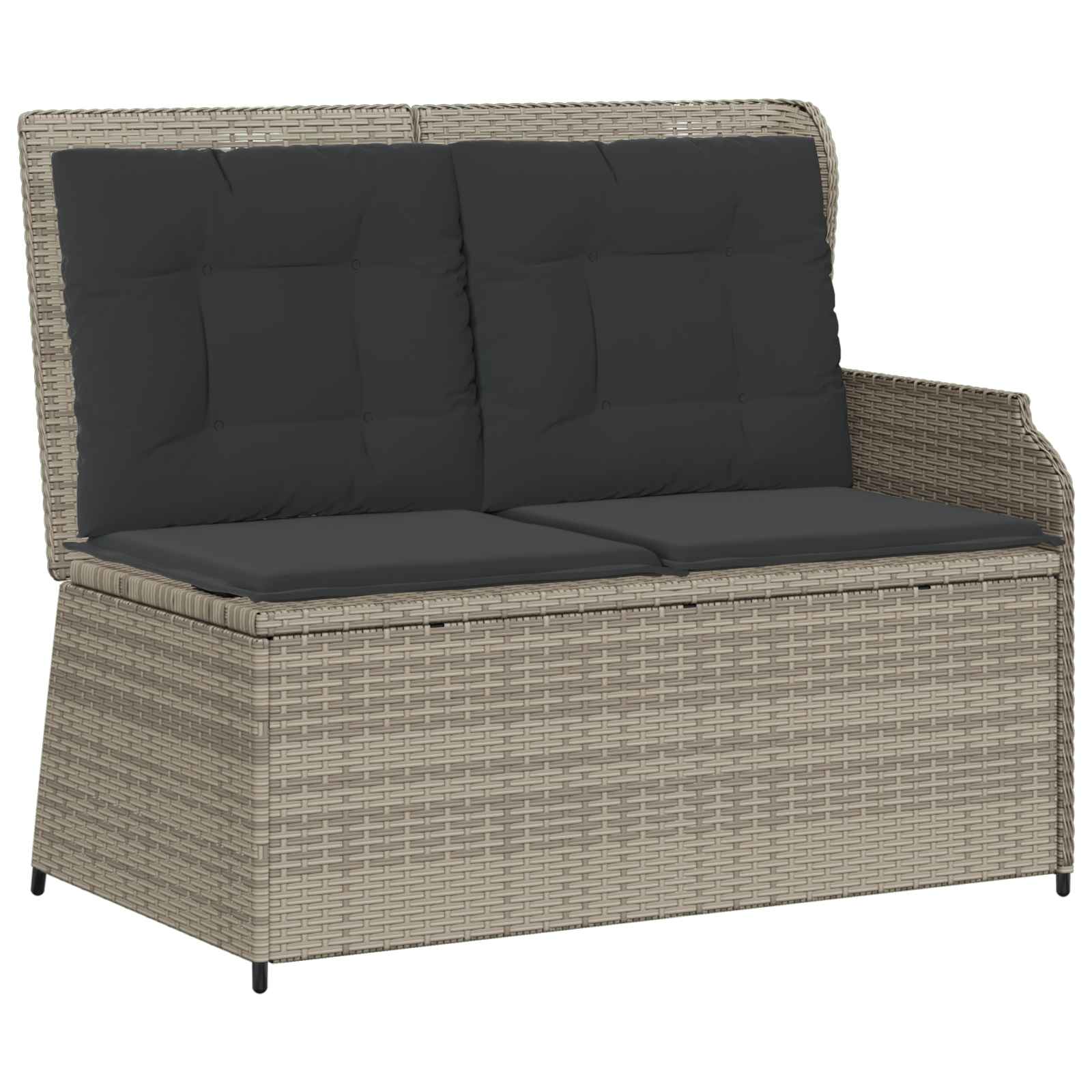Panchina da giardino con cuscino Grigio chiaro Poly Rattan 3394445