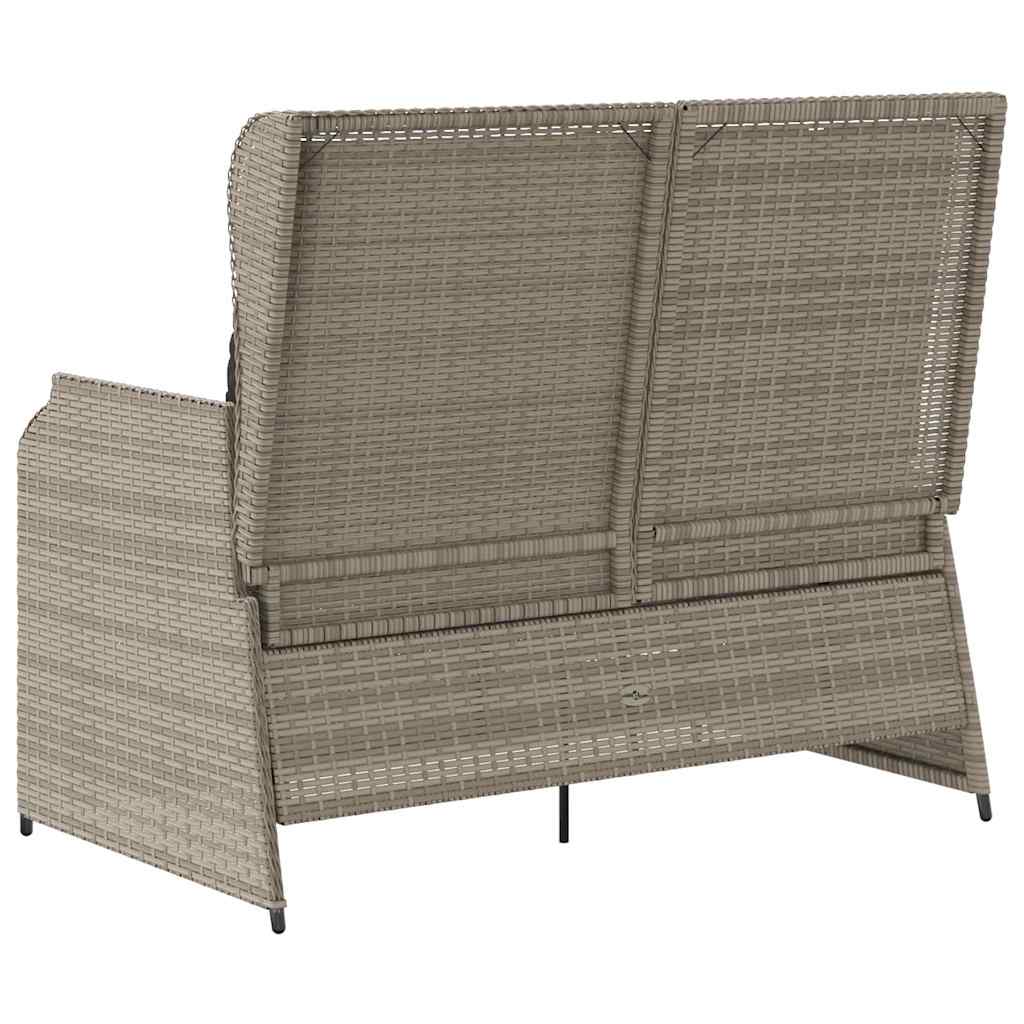 vidaXL Panchina da giardino con cuscino Grigio chiaro Poly Rattan