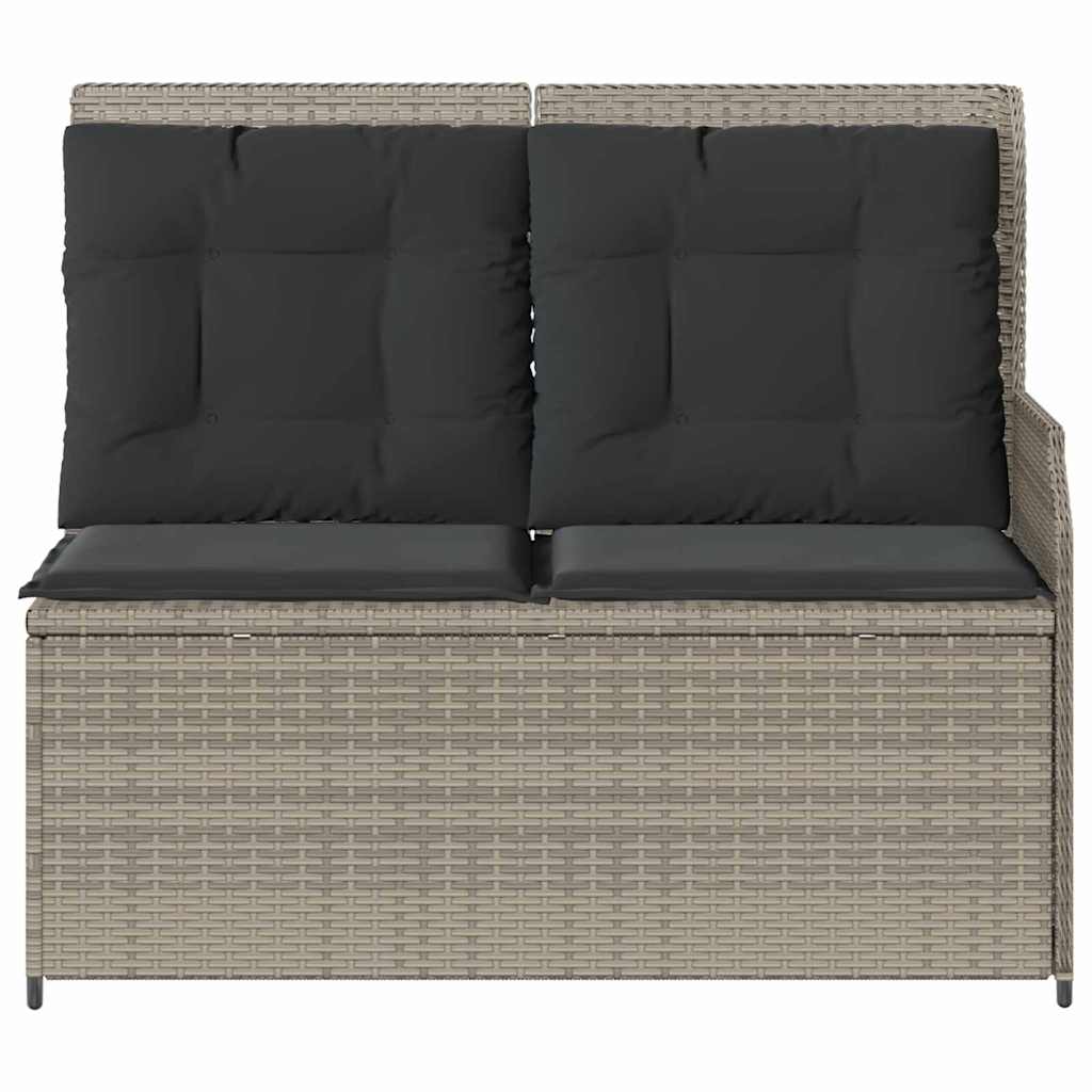 vidaXL Panchina da giardino con cuscino Grigio chiaro Poly Rattan