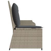 Panchina da giardino con cuscino Grigio chiaro Poly Rattan 3394445