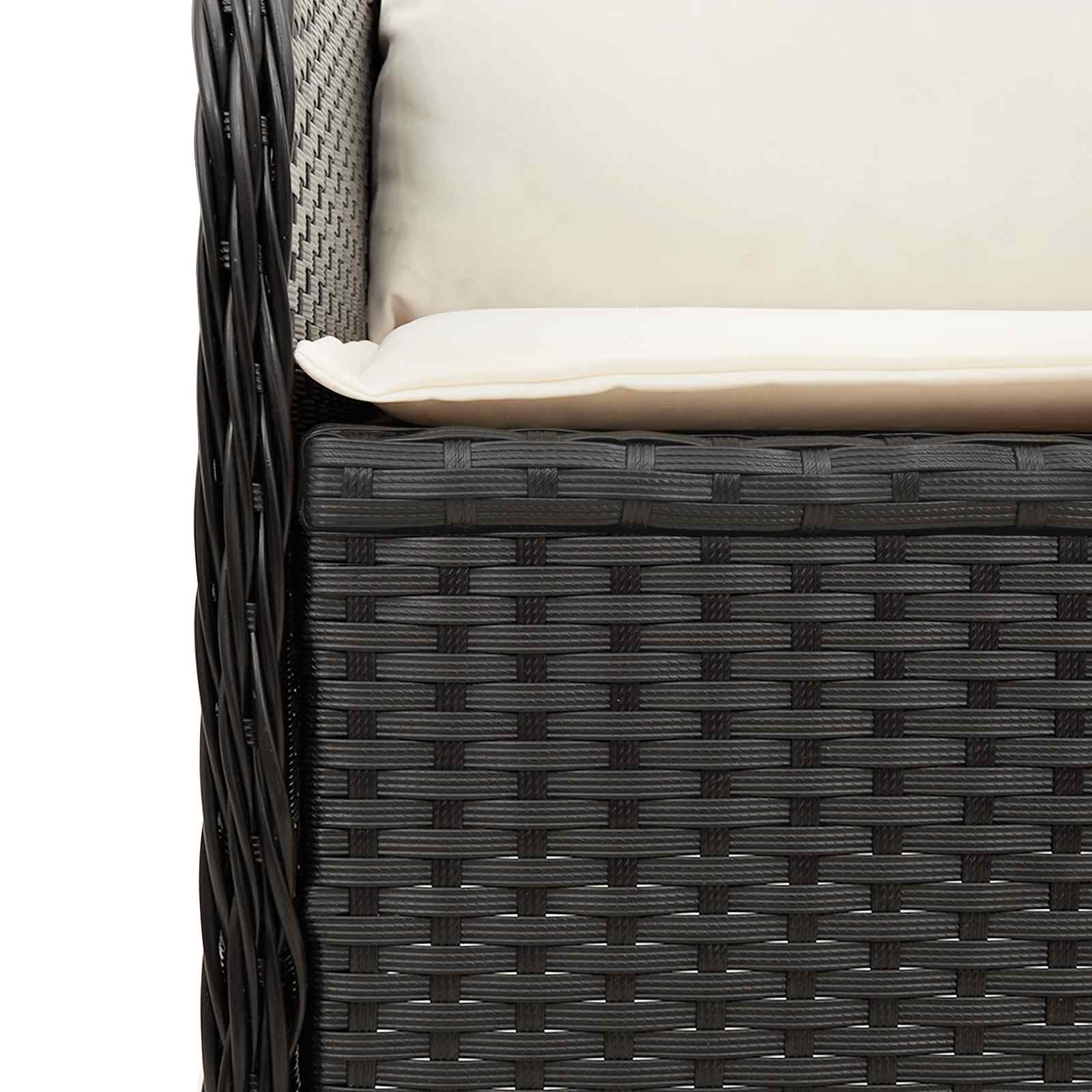 Panchina da giardino con cuscino Nero Poly Rattan 3394449