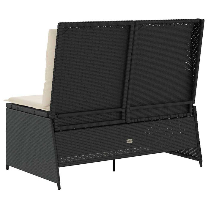 vidaXL Panchina da giardino con cuscino Nero Poly Rattan