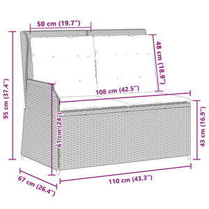 Panchina da giardino con cuscino Nero Poly Rattan 3394449