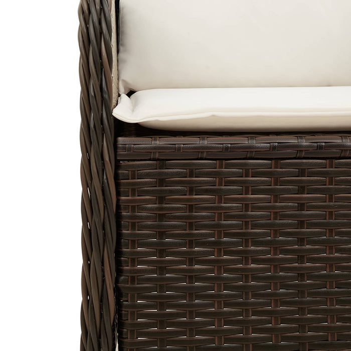 Panchina da giardino con cuscino Marrone Poly Rattan 3394450