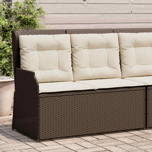 Panchina da giardino con cuscino Marrone Poly Rattan 3394450