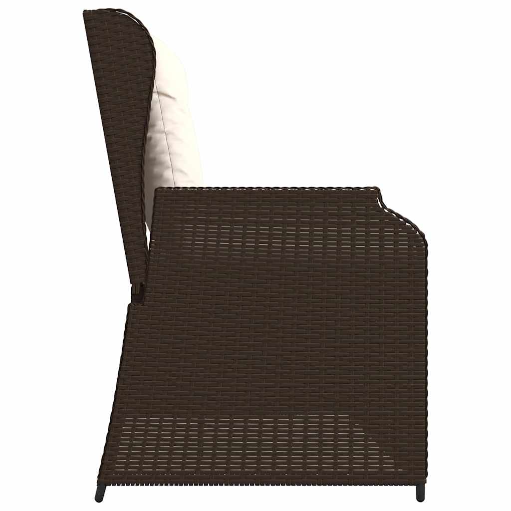 vidaXL Panchina da giardino con cuscino Marrone Poly Rattan