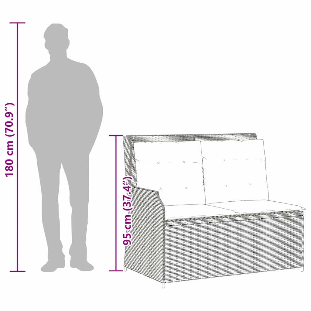 vidaXL Panchina da giardino con cuscino Marrone Poly Rattan