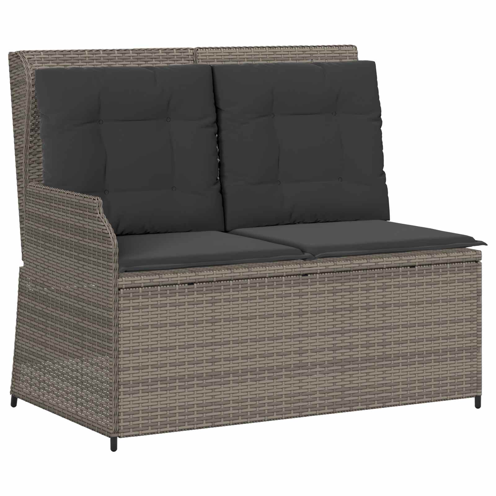Panchina da giardino con cuscino Grigio Poly Rattan 3394451