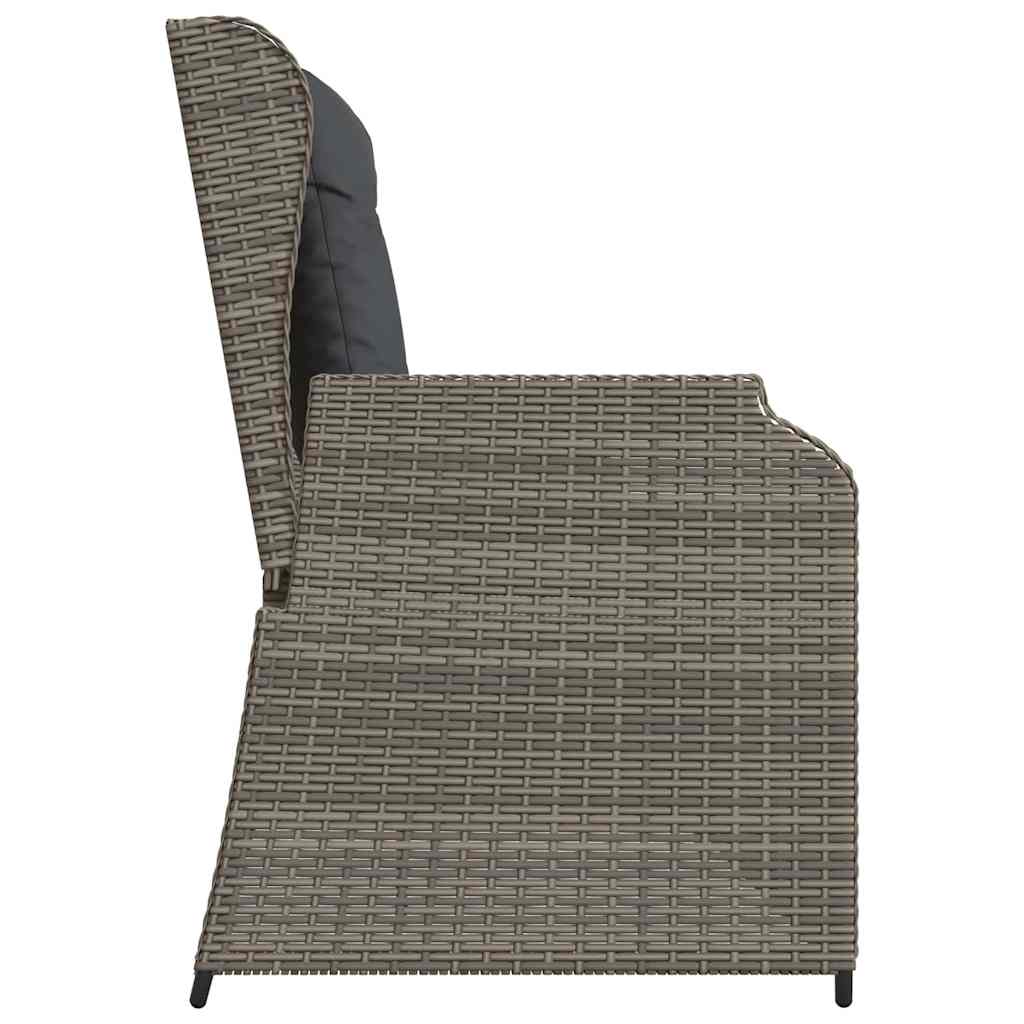 vidaXL Panchina da giardino con cuscino Grigio Poly Rattan