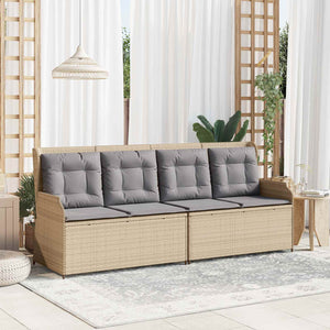 Panchina da giardino con cuscino Beige Poly Rattan 3394452