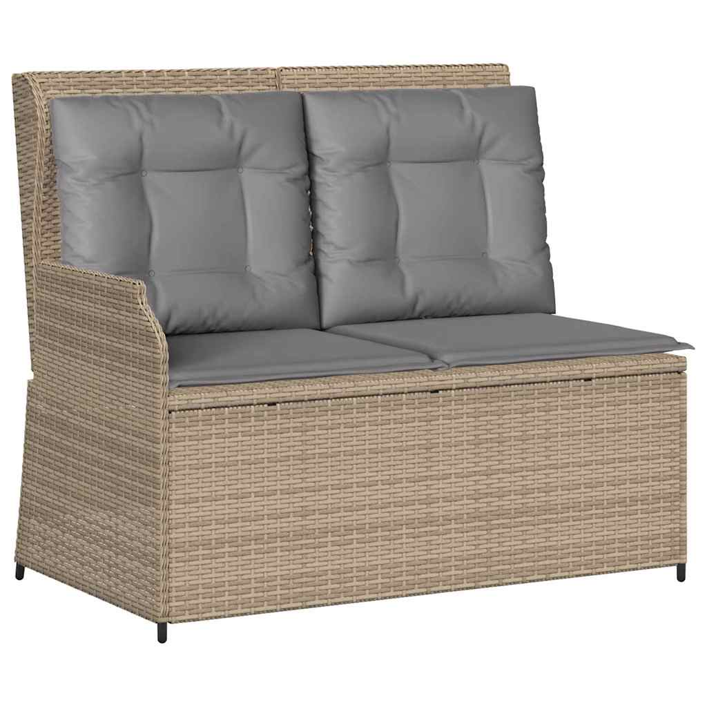 vidaXL Panchina da giardino con cuscino Beige Poly Rattan