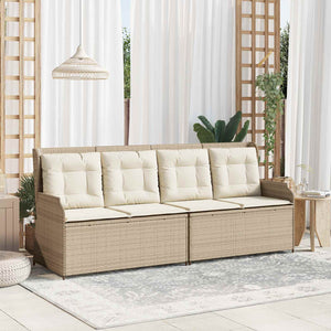 Panchina da giardino con cuscino Beige Poly Rattan 3394453