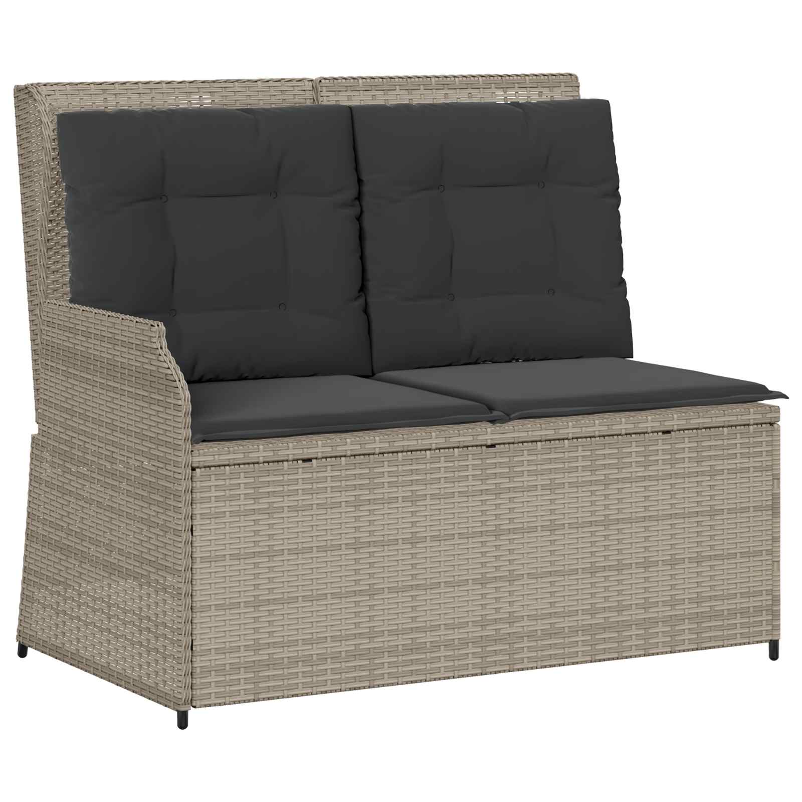 Panchina da giardino con cuscino Grigio chiaro Poly Rattan 3394454