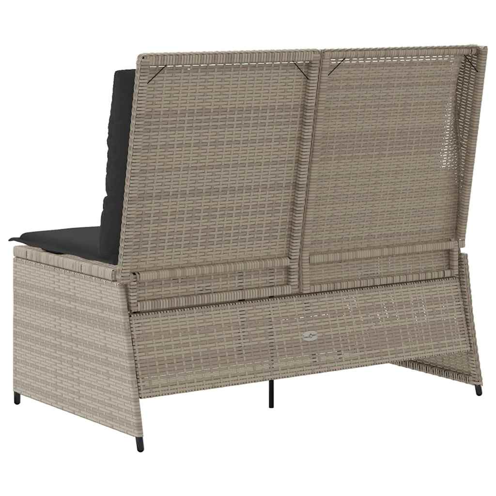 vidaXL Panchina da giardino con cuscino Grigio chiaro Poly Rattan