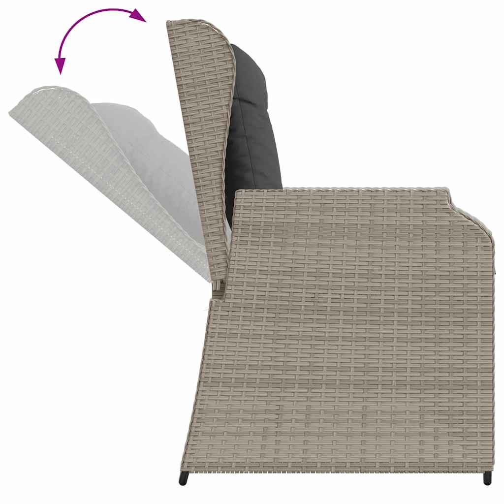 vidaXL Panchina da giardino con cuscino Grigio chiaro Poly Rattan