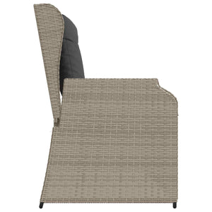 Panchina da giardino con cuscino Grigio chiaro Poly Rattan 3394454