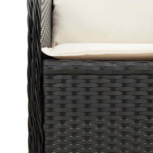Panchina da giardino con cuscino Nero Poly Rattan 3394458