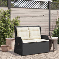 vidaXL Panchina da giardino con cuscino Nero Poly Rattan