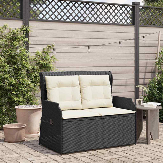 vidaXL Panchina da giardino con cuscino Nero Poly Rattan