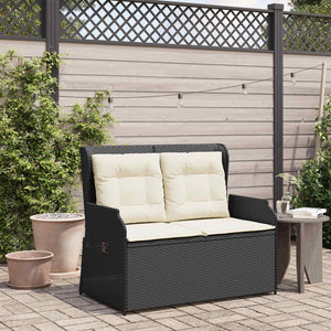 Panchina da giardino con cuscino Nero Poly Rattan 3394458