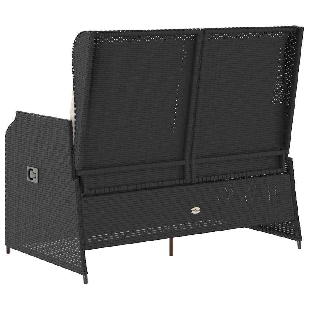 vidaXL Panchina da giardino con cuscino Nero Poly Rattan