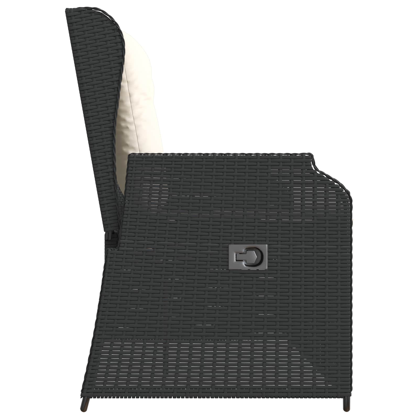 Panchina da giardino con cuscino Nero Poly Rattan 3394458