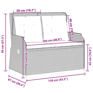 vidaXL Panchina da giardino con cuscino Marrone Poly Rattan