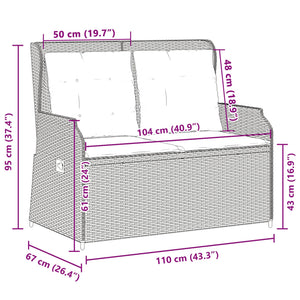 Panchina da giardino con cuscino Marrone Poly Rattan 3394459