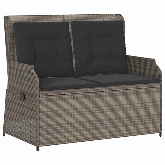 vidaXL Panchina da giardino con cuscino Grigio Poly Rattan