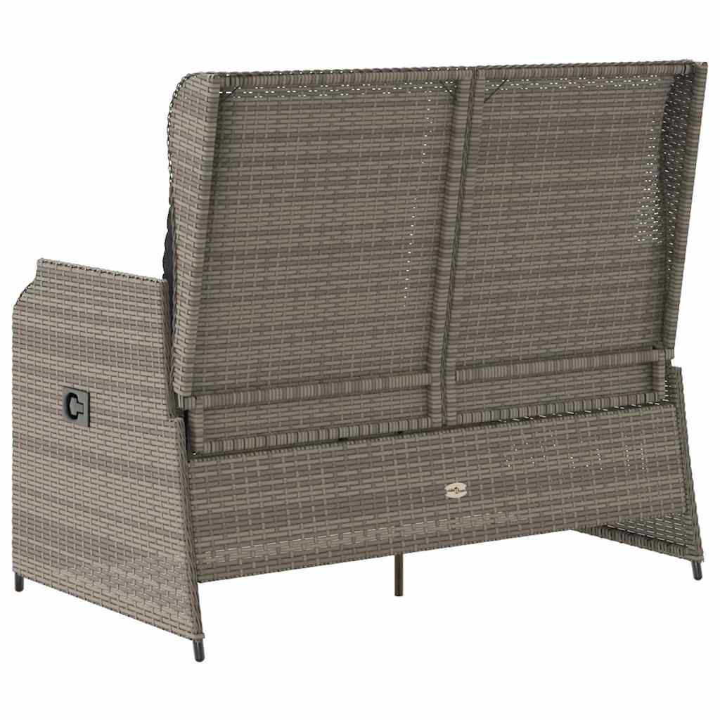 vidaXL Panchina da giardino con cuscino Grigio Poly Rattan