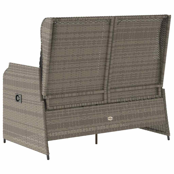 vidaXL Panchina da giardino con cuscino Grigio Poly Rattan