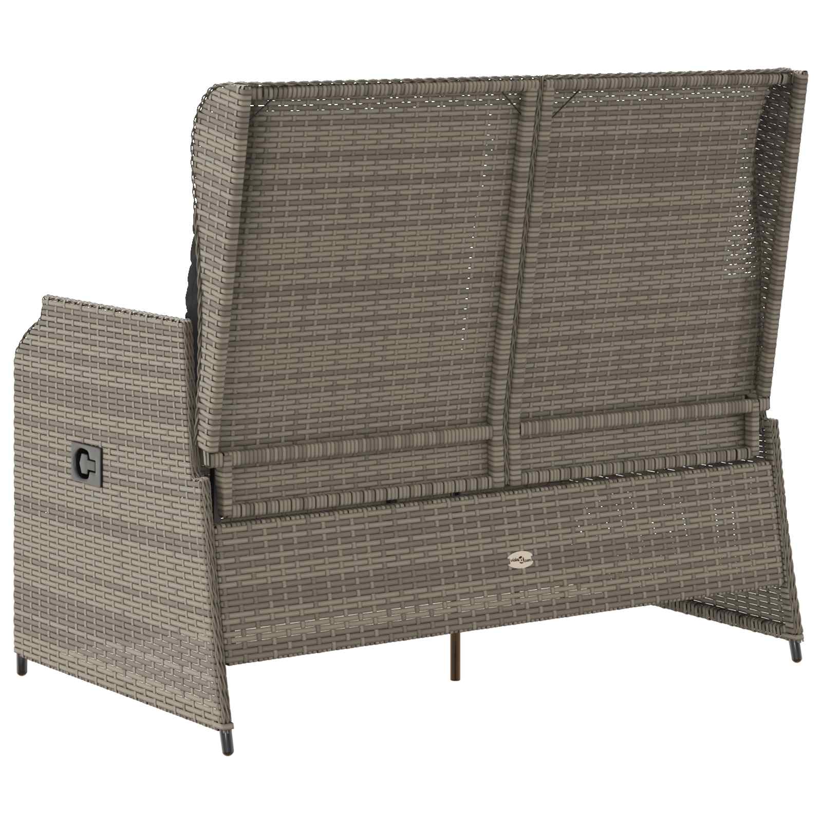 Panchina da giardino con cuscino Grigio Poly Rattan 3394460