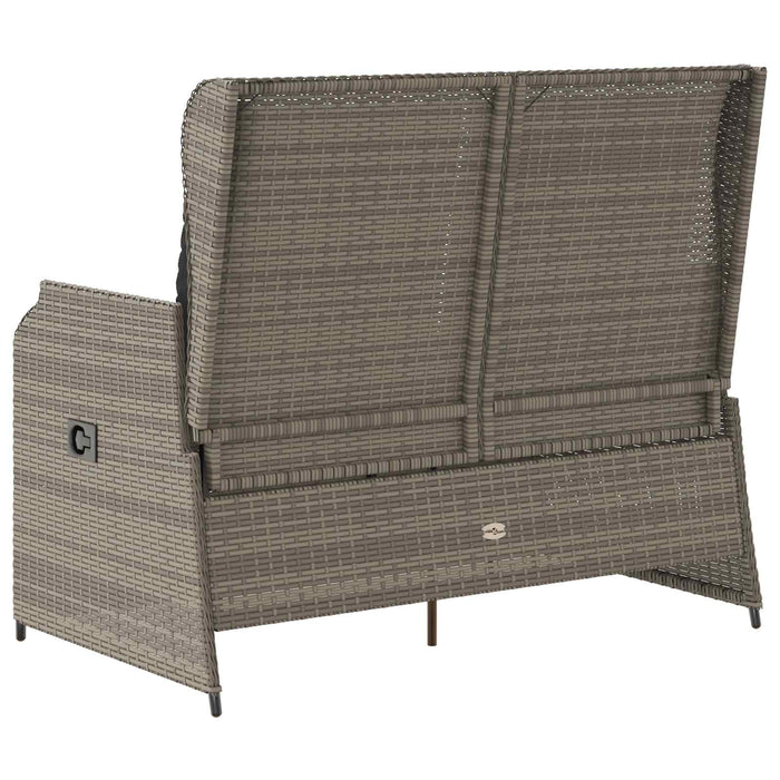 Panchina da giardino con cuscino Grigio Poly Rattan 3394460