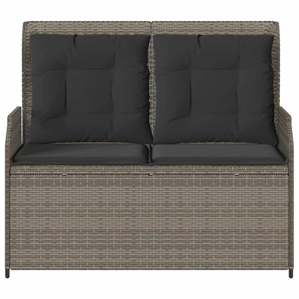 vidaXL Panchina da giardino con cuscino Grigio Poly Rattan
