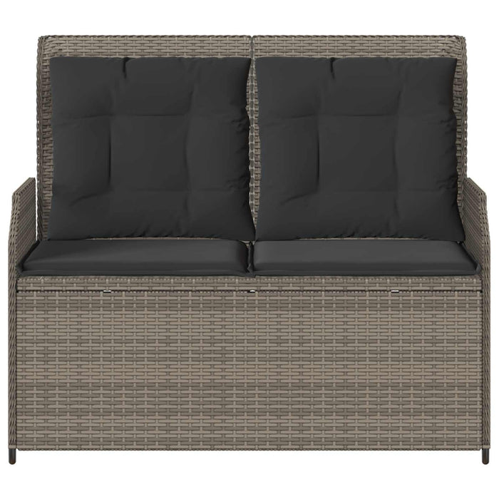 Panchina da giardino con cuscino Grigio Poly Rattan 3394460