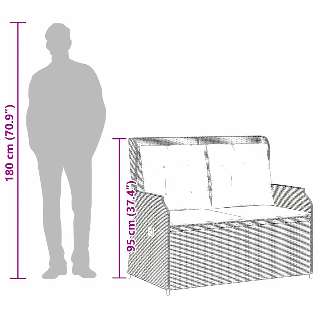 vidaXL Panchina da giardino con cuscino Grigio Poly Rattan