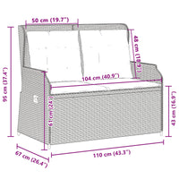 Panchina da giardino con cuscino Grigio Poly Rattan 3394460